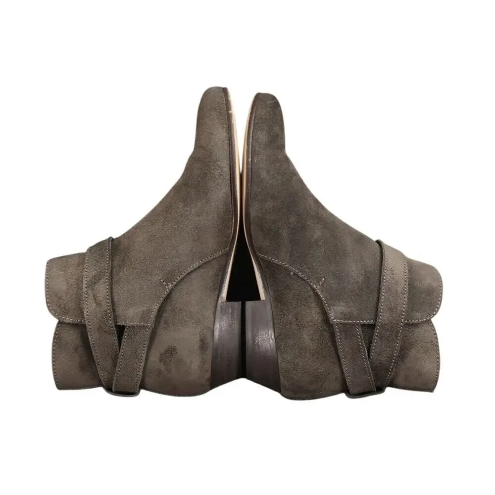 J Crew Shoes Women 7 Bootie Fashion Leather Classic Buckle Strap Block Heel Grey